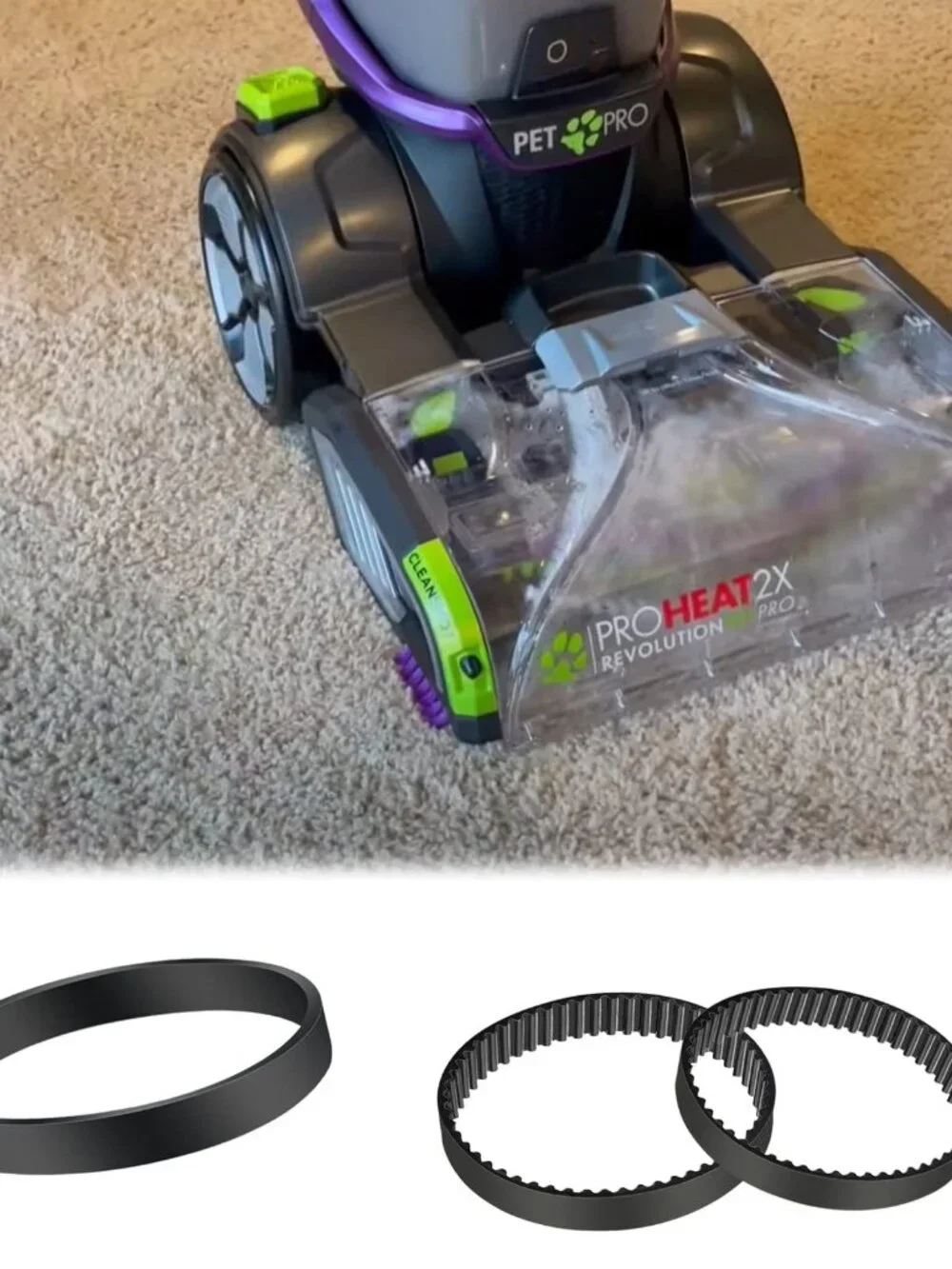 3 Pack Vacuum Belts Replacement for Bissell ProHeat 2X Revolution Pet Carpet Cle
